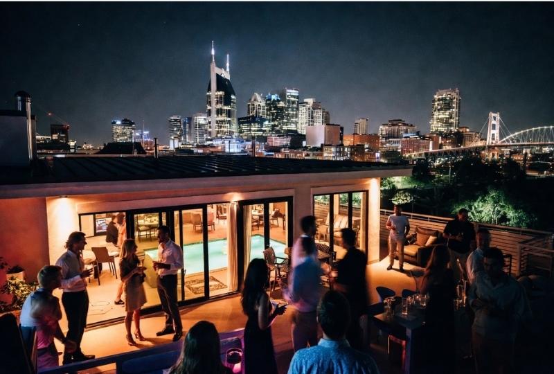 Nashville bachelor party at Airbnb with nightlife atmosphere and group celebration