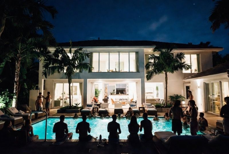 Nashville Broadway nightlife scene with bachelor party atmosphere and neon lights